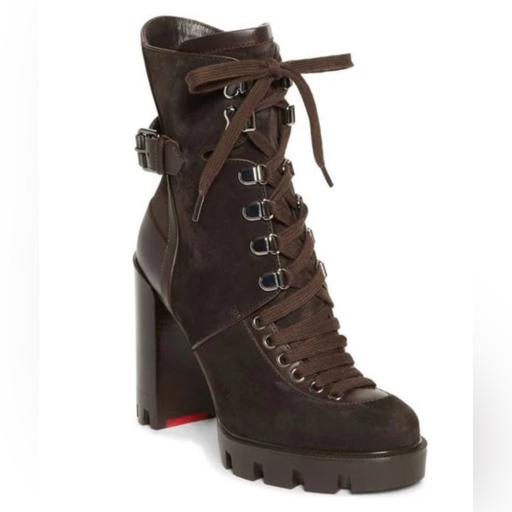 New w/out Tags, Christian Louboutin Brown Macademia Combat Boots - Size 40.5!